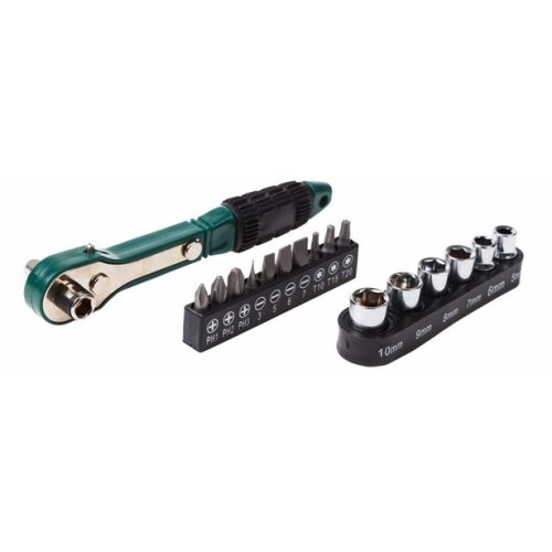 Набор бит и головок Rexant с ключом-трещоткой 17 предметов  картинка